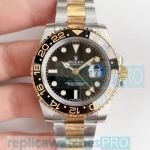 Noob Factory V3 Swiss Replica Rolex GMT-Master II Two Tone Watch Black Dial